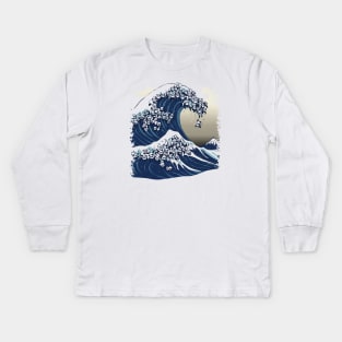 The Great Wave of Panda Kids Long Sleeve T-Shirt